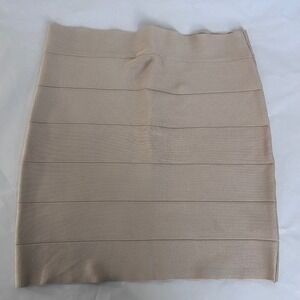 bebe Bandage Mini Skirt Beige Tapioca Size M